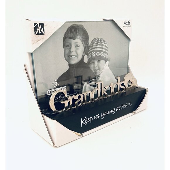 Grandkids Photo Frame 4x6 Picture Shelf Table Desk 3D Glass Grandparents Gift - Picture 2 of 6
